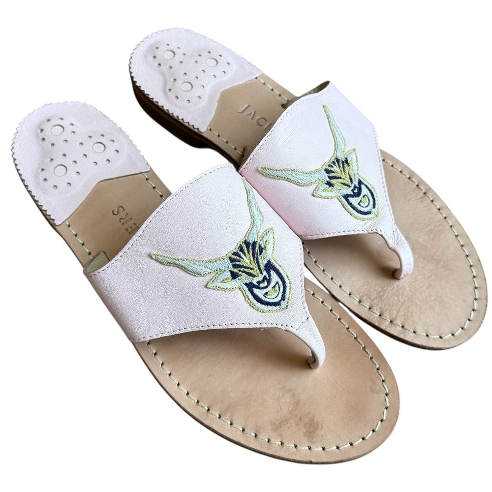 Jack Rogers Capricorn embroidered sandals women size 8 pink flip flop